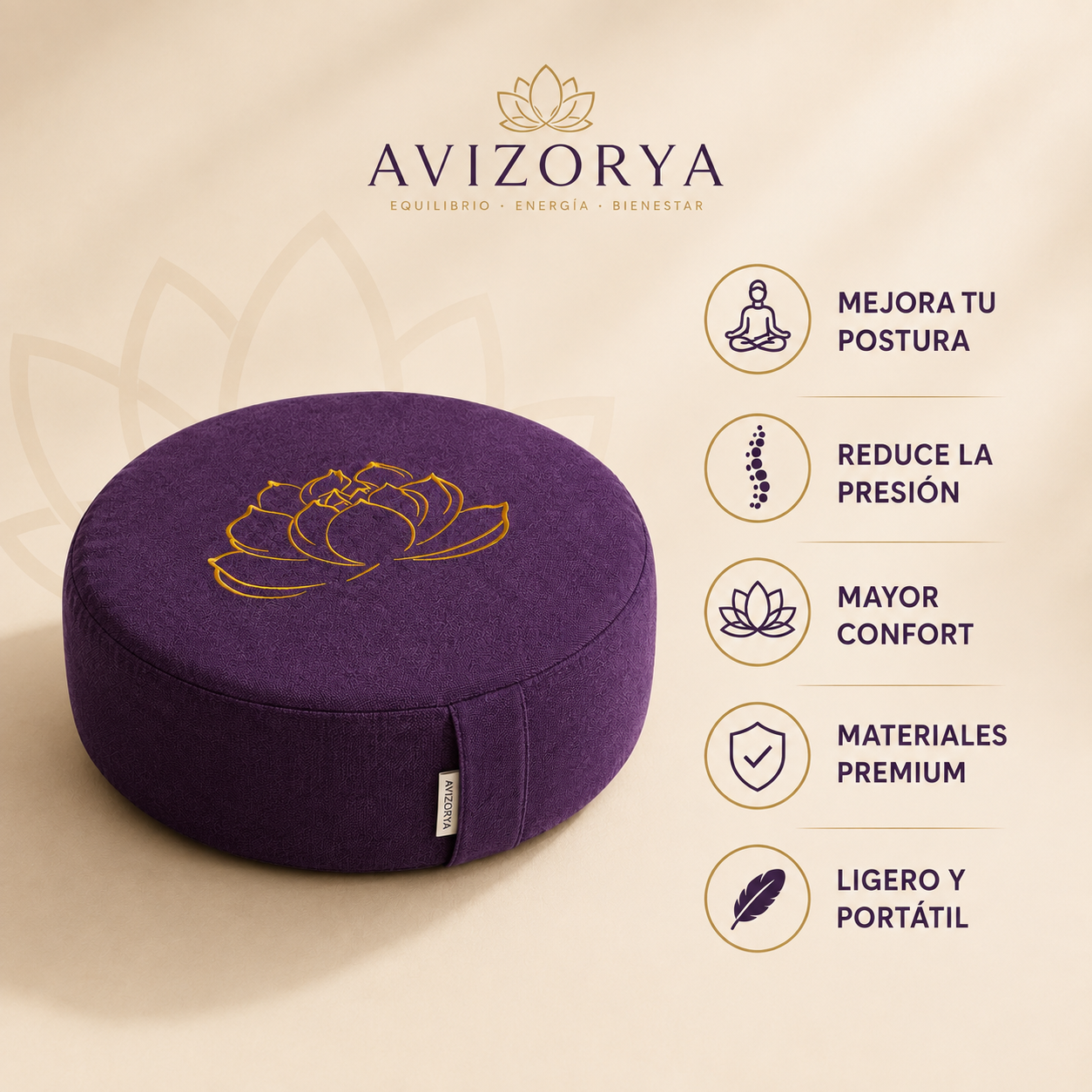 Cojín Lotus Premium para Meditación